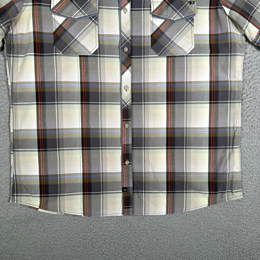 7 Diamonds Shirt Mens XL Plaid Casual Preppy Button Up Double Pocket Logo Cotton